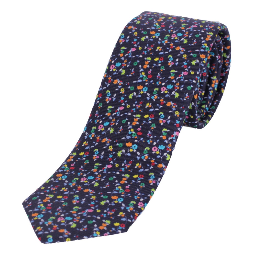 Olymp Herren Slim Krawatte Florales Muster 175151 18 marine