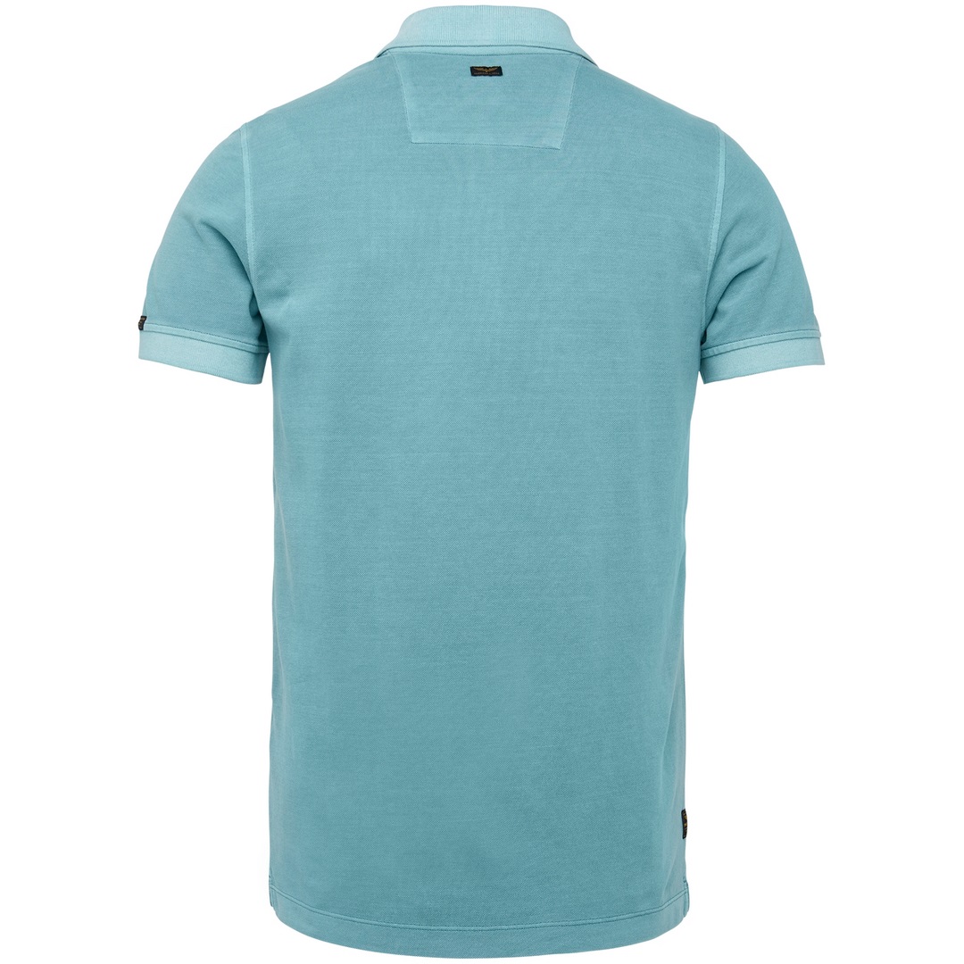 PME Legend Herren Poloshirt garment dyed Pique blau unifarben PPSS2205877 5152 smoke blue