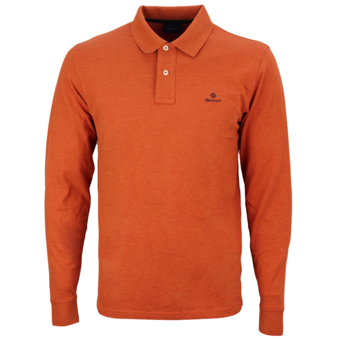 Gant Herren Polo Shirt Langarm orange Contrast Collar Pique LS Rugger 2055003 888 pumpkin