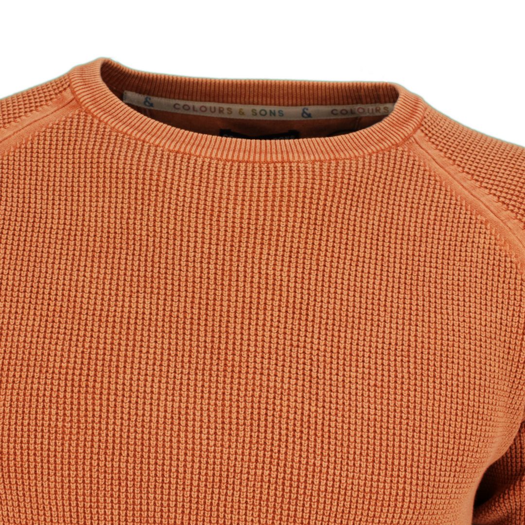 Colours & Sons Herren Strickpullover Pullover Orange Unifarben 9221 101 185 Cinnamon