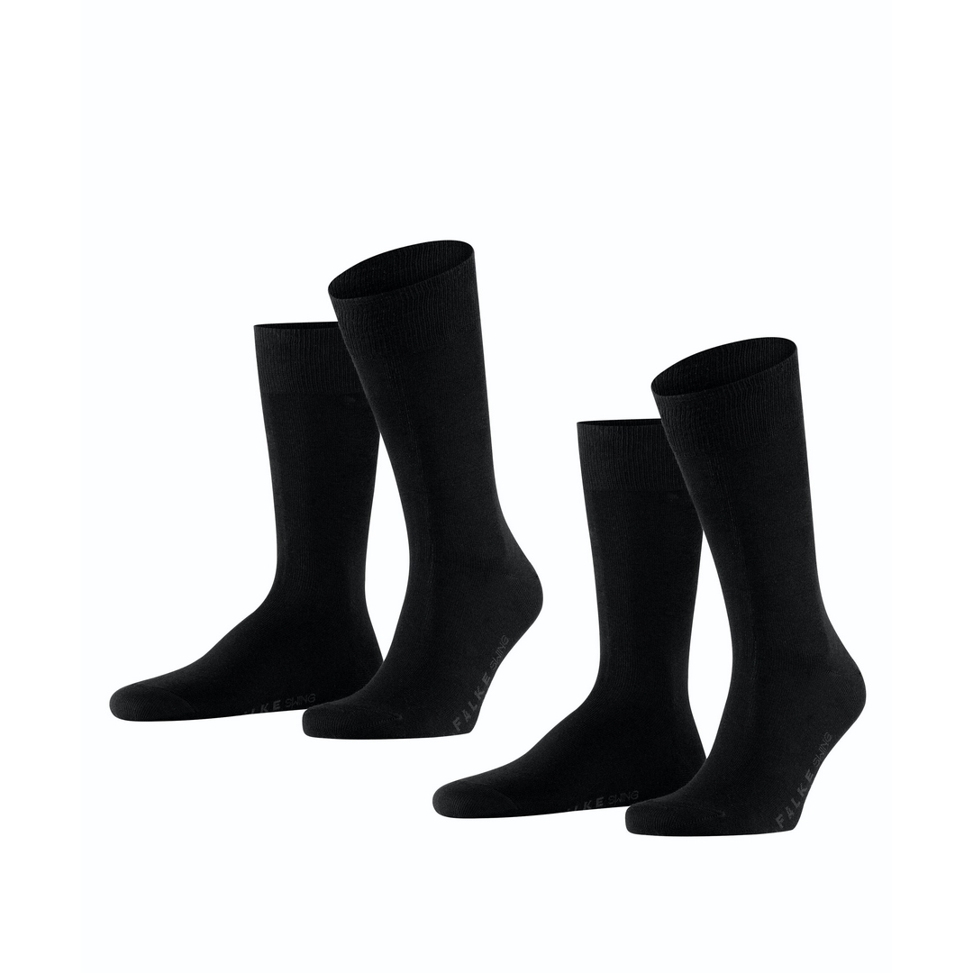 Falke Doppelpack Socke Swing schwarz 14633 - 3000 Basic Baumwolle