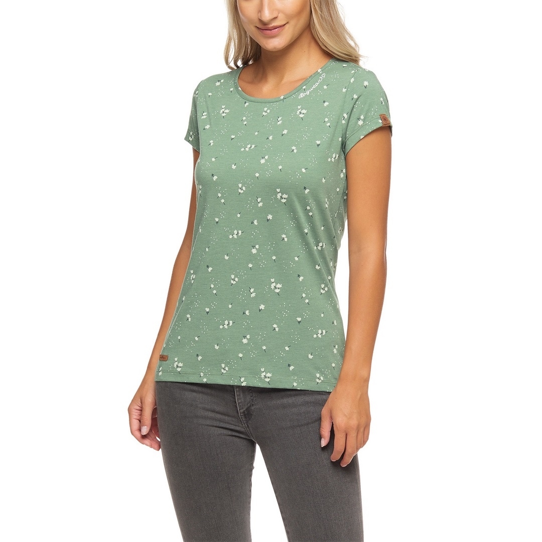 Ragwear Damen T-Shirt kurzarm grün florales Muster Mint Flower 2211 10017 5023 green