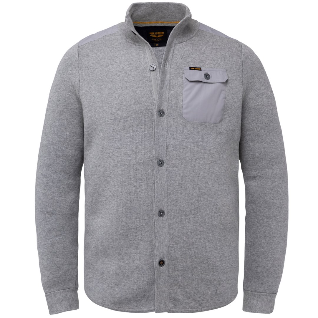 PME Legend Herren Strick Jacke grau Button Jacket Cotton Double Knit PKC218351 960 grey melee