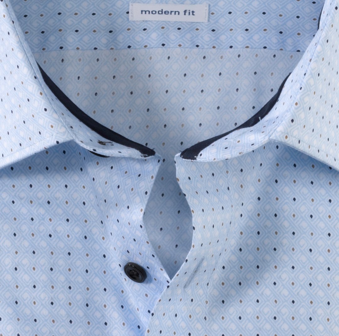 Olymp Tendenz Hemd Langarmhemd Businesshemd blau gemustert 864414 11 bleu | Klassische Hemden