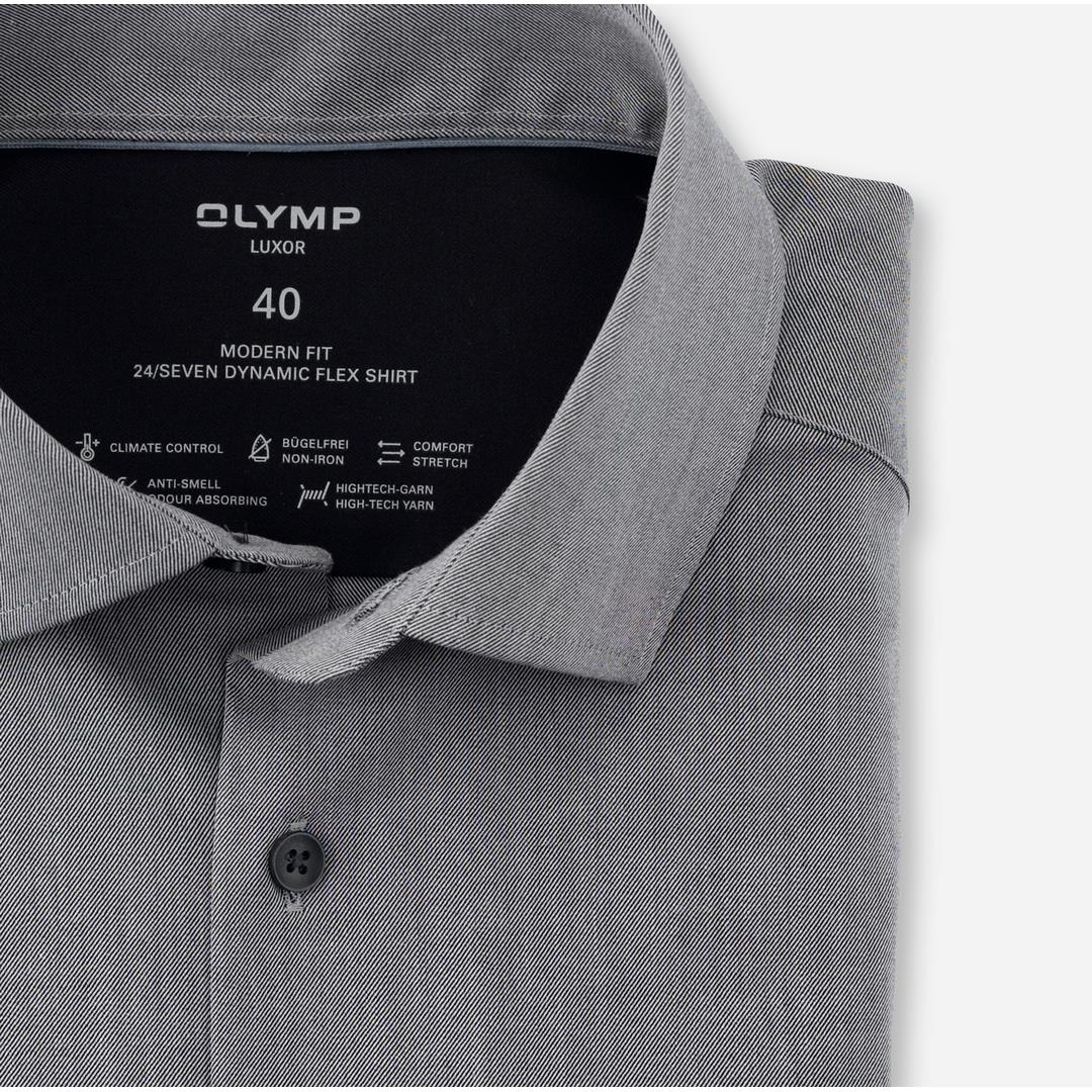 Olymp Luxor 24/Seven Herren Langarm Hemd Businesshemd grau unifarben 123024 67 anthrazit