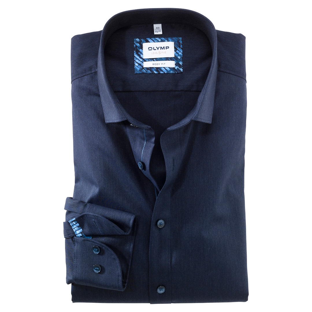 Olymp Herren Level Five Langarm Hemd Businesshemd blau unifarben 209024 18 marine