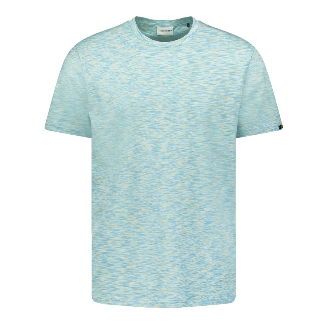 No Excess Herren T-Shirt blau Melange Muster 23340308SN 036 aqua