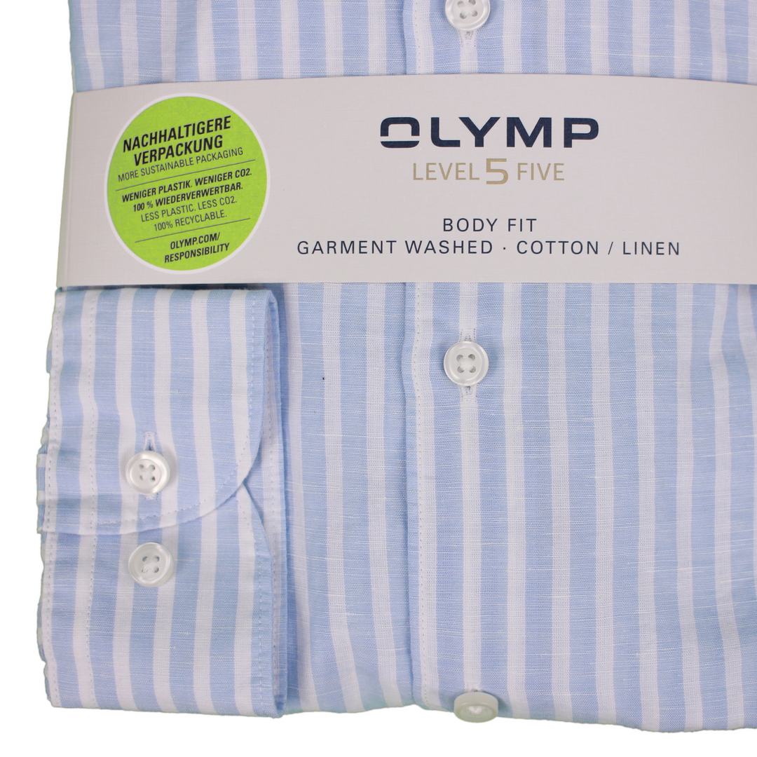 Olymp Level Five Herren Leinenhemd blau weiß gestreift 211854 11 bleu