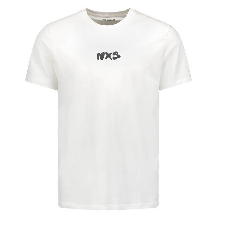 No Excess Herren T-Shirt Regular Fit weiß Print 23340343 010 white