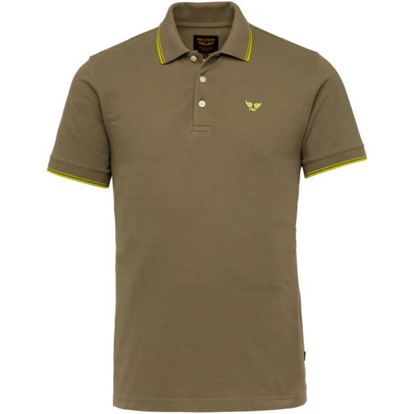 PME Legend Polo Shirt Stretch Pique Olive grün unifarben PPSS214871 6149