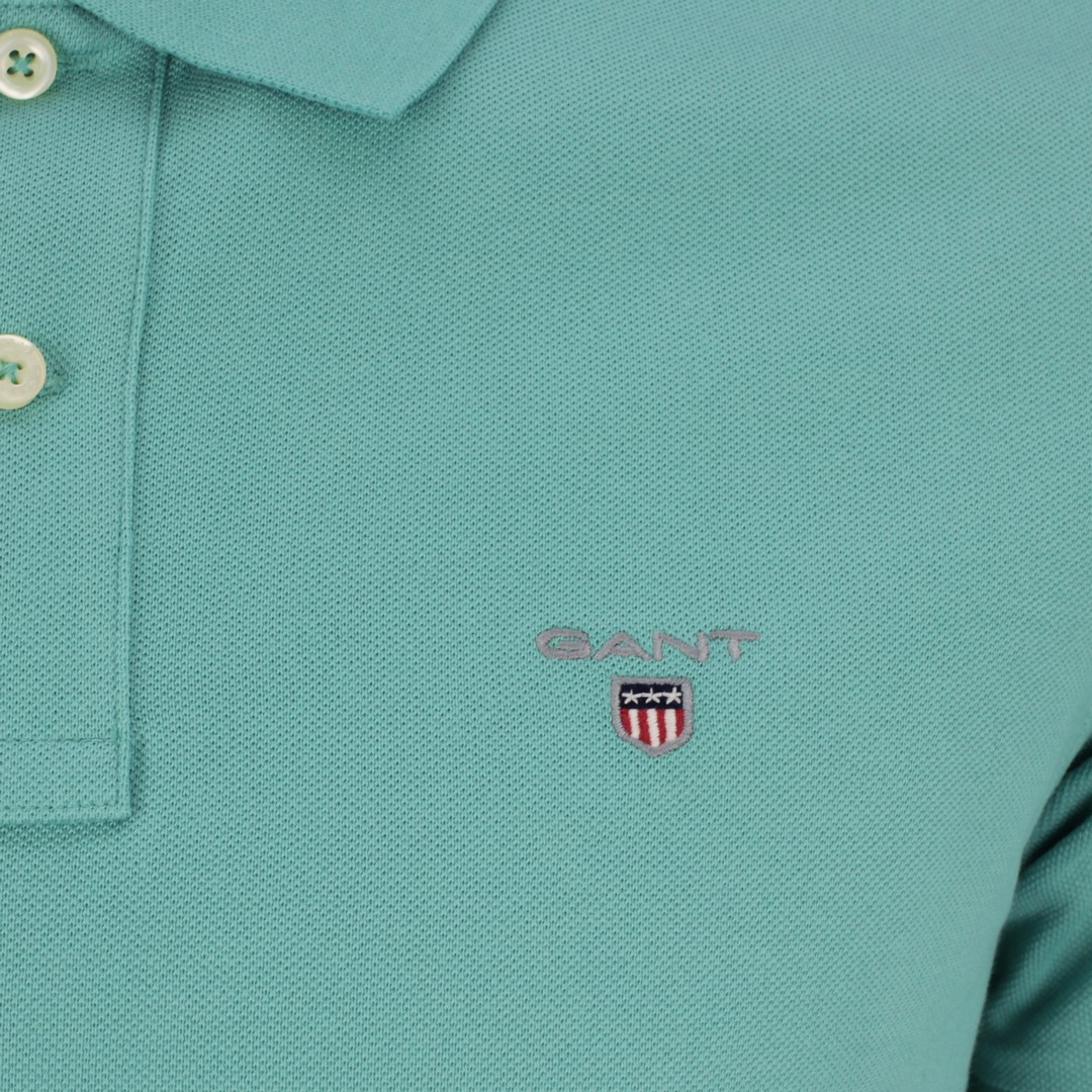 Gant Herren Polo Shirt Original Pique Rugger grün unifarben 2201 368 Green Lagoon