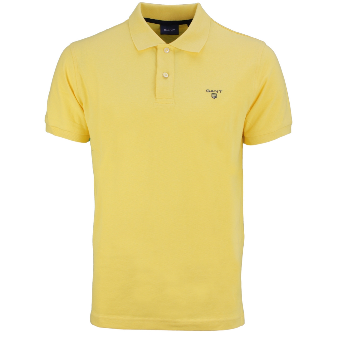 Gant Herren Polo Shirt Piqué SS Rugger gelb unifarben 232110 714 banana yellow