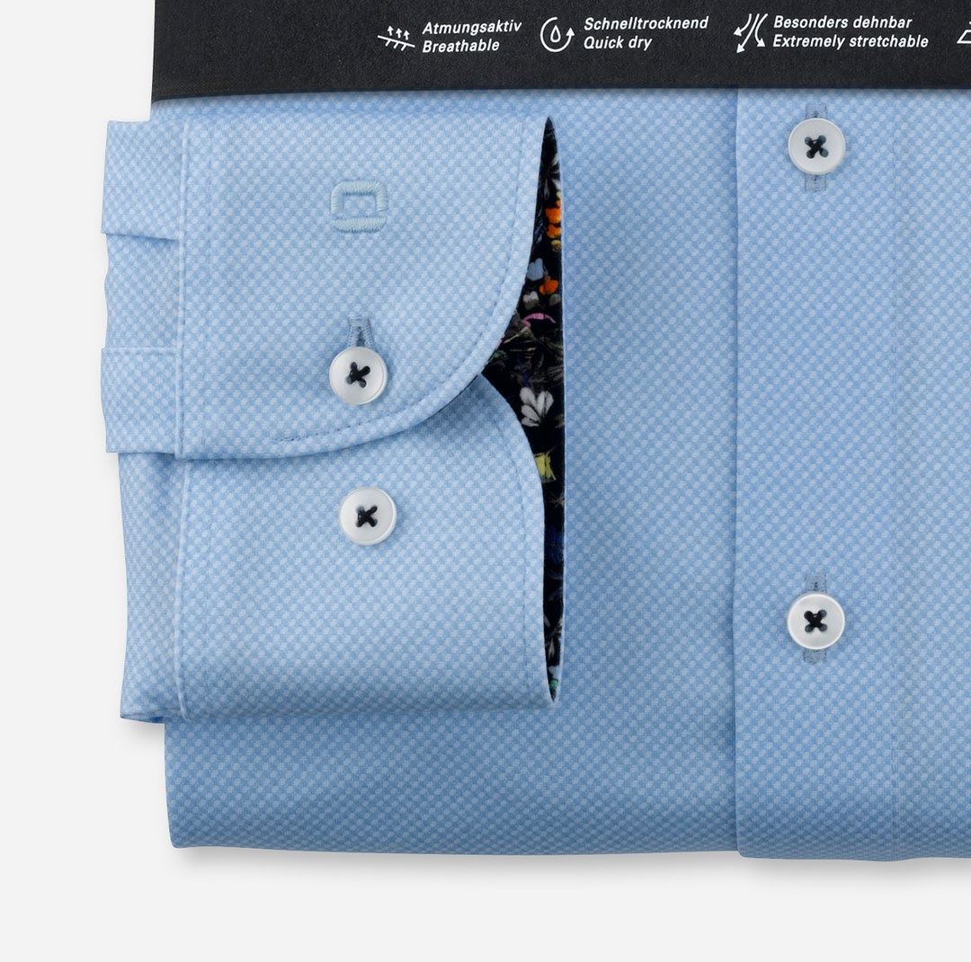 Olymp Herren Business Hemd 24/Seven Dynamic Flex Jersey All Time Shirt Level Five blau 201474 11 ble