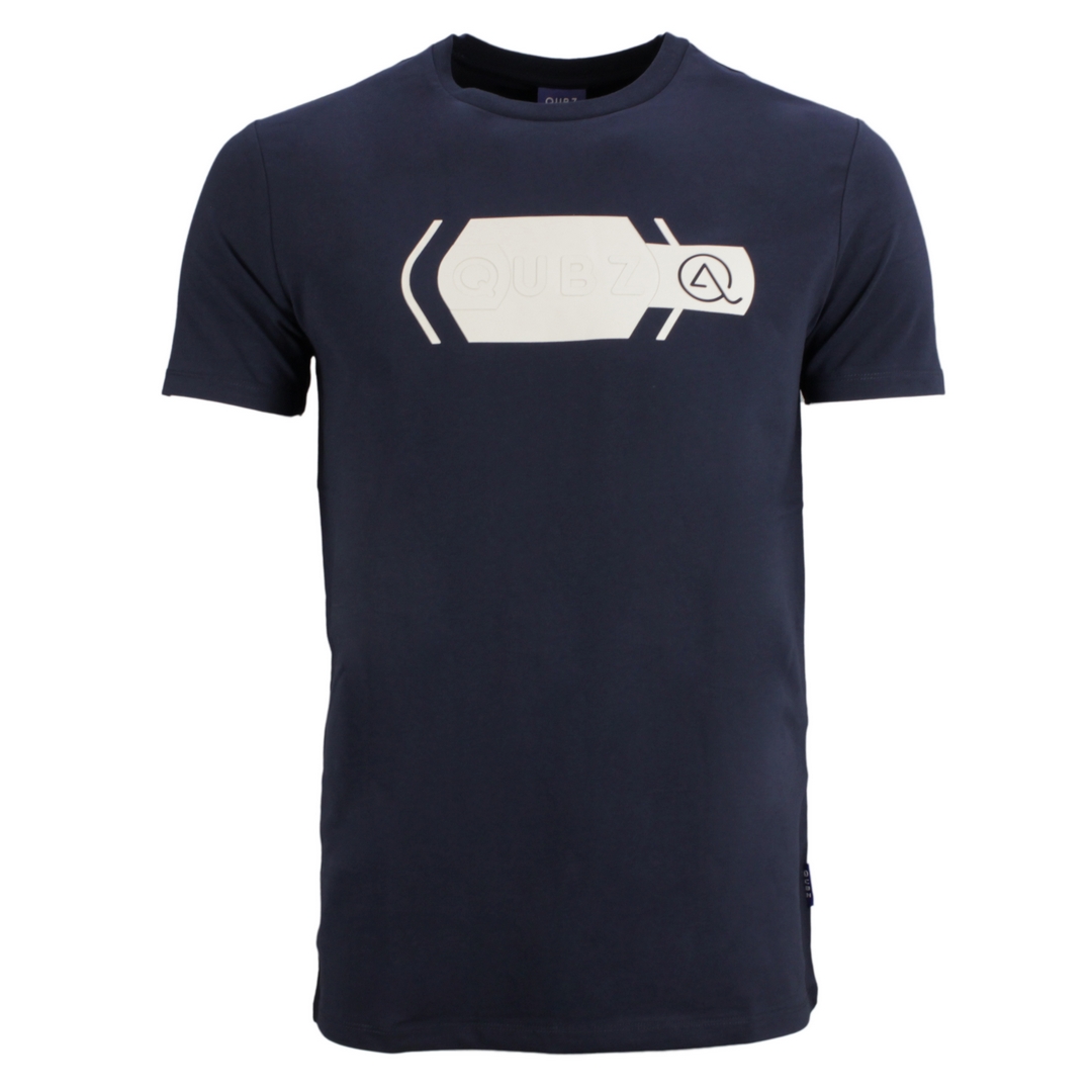 Qubz Herren T-Shirt kurzarm blau crewneck chest print Q05320205 037 navy