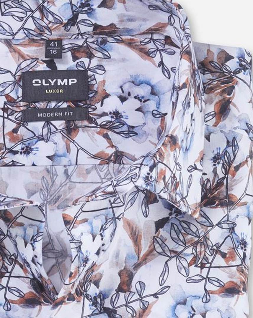 Olymp Luxor Herren Businesshemd florales Muster 125934 82 mandarin