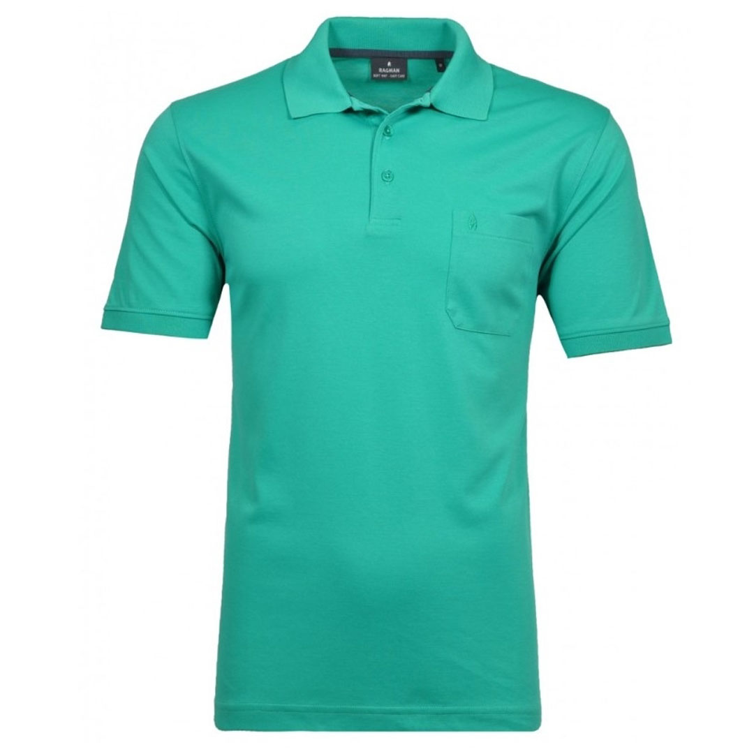 Ragman Herren Polo Shirt Poloshirt Softknit grün unifarben 540391 305