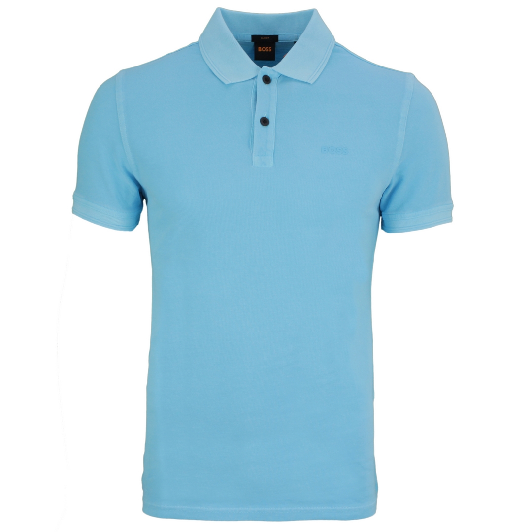 Hugo Boss Herren Polo Shirt kurzarm blau unifarben Prime 50468576 462 open blue