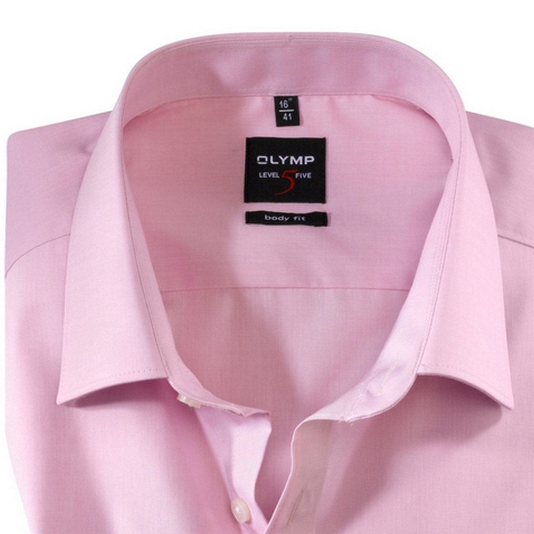 Olymp Herren Level Five Body Fit Businesshemd rosa unifarben 208064 31 hellrose