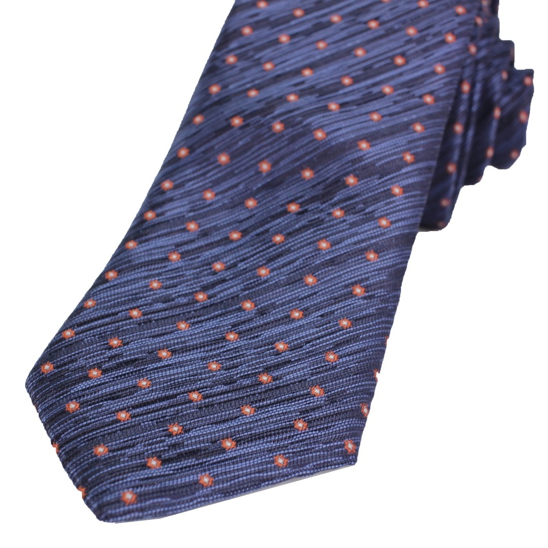 J.S. Fashion Slim Krawatte mehrfarbig gepunktet 70911 mini Tupf 6 blau