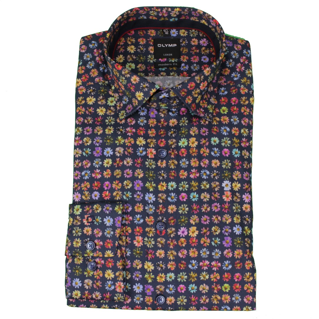 Olymp Herren Luxor Modern Fit Hemd mehrfarbig Blumen Muster 139674 18