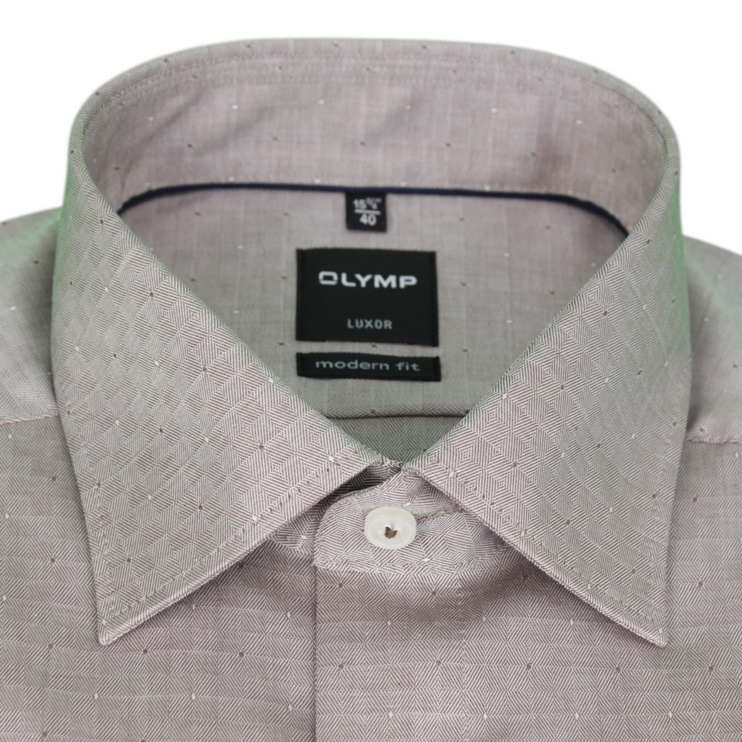 Olymp Modern Fit Hemd braun strukturiert Minimal Muster 1222 44 28