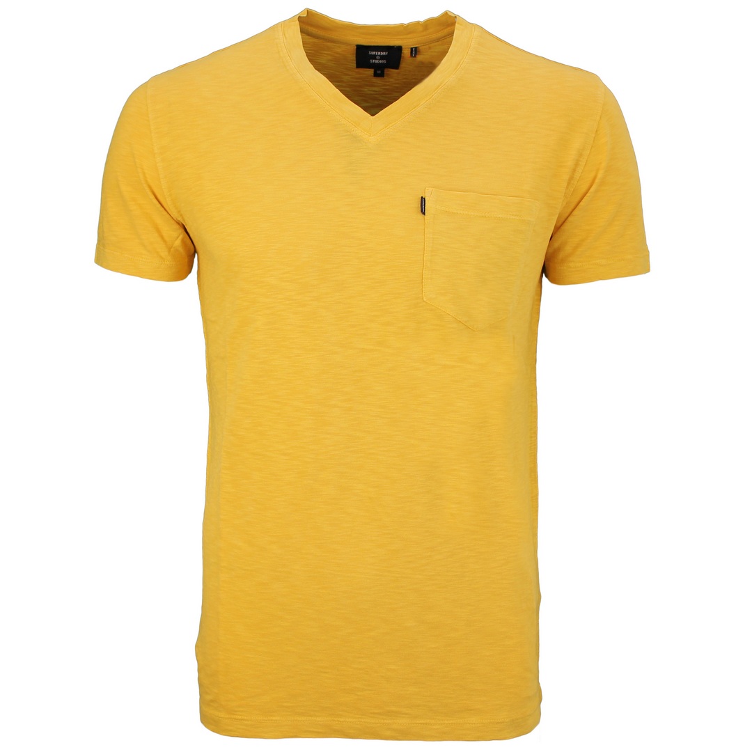 Superdry Herren T-Shirt kurzarm Pocket V Neck tee gelb unifarben M1011222A 07k yellow 