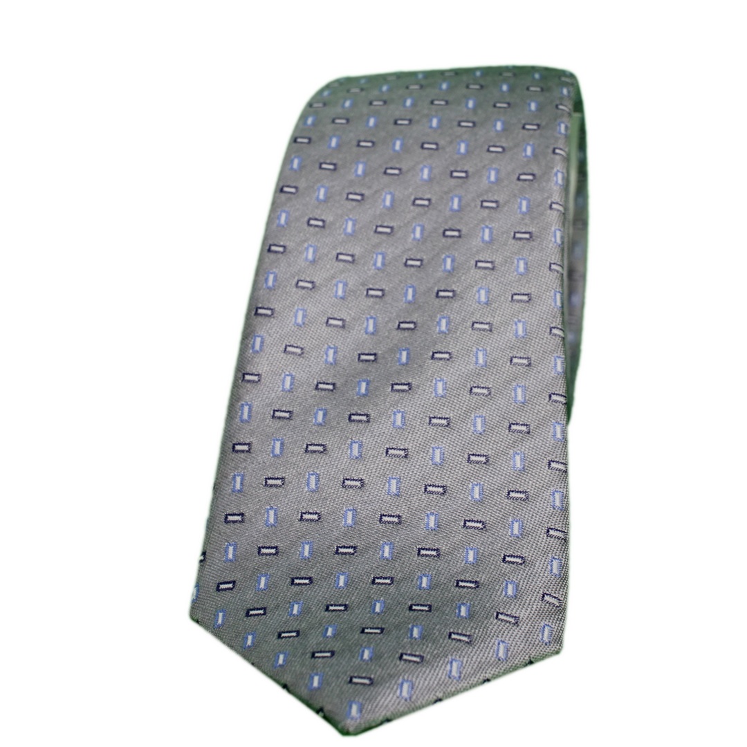 J.S. Fashion Slim Krawatte gemustert 25601 rechteck 6 silber bleu