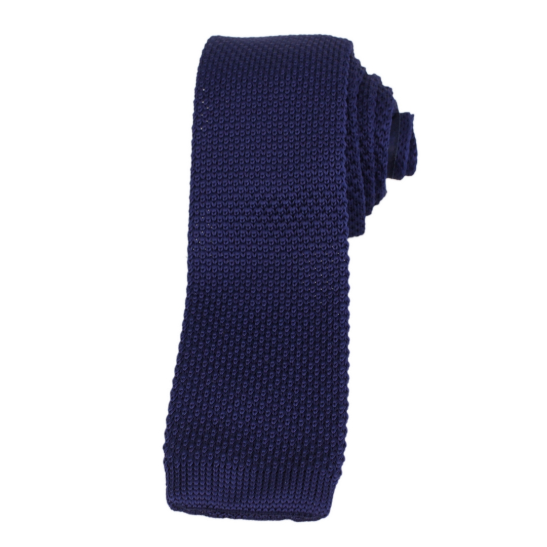 Krawatte Strick schmal blau Strukturiert Strick 3341 navy