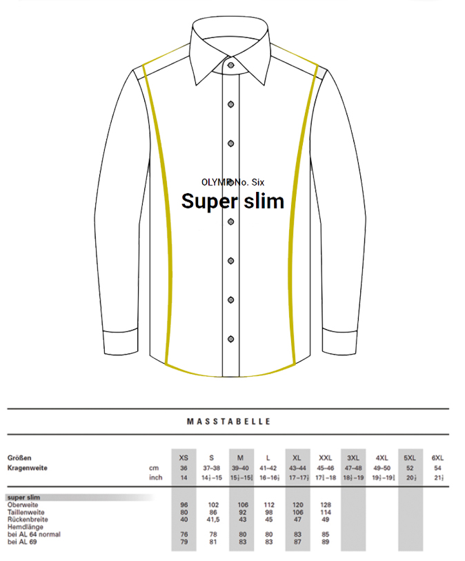Olymp Super Slim Hemd No. 6 weiß Unifarben 0466 64 00