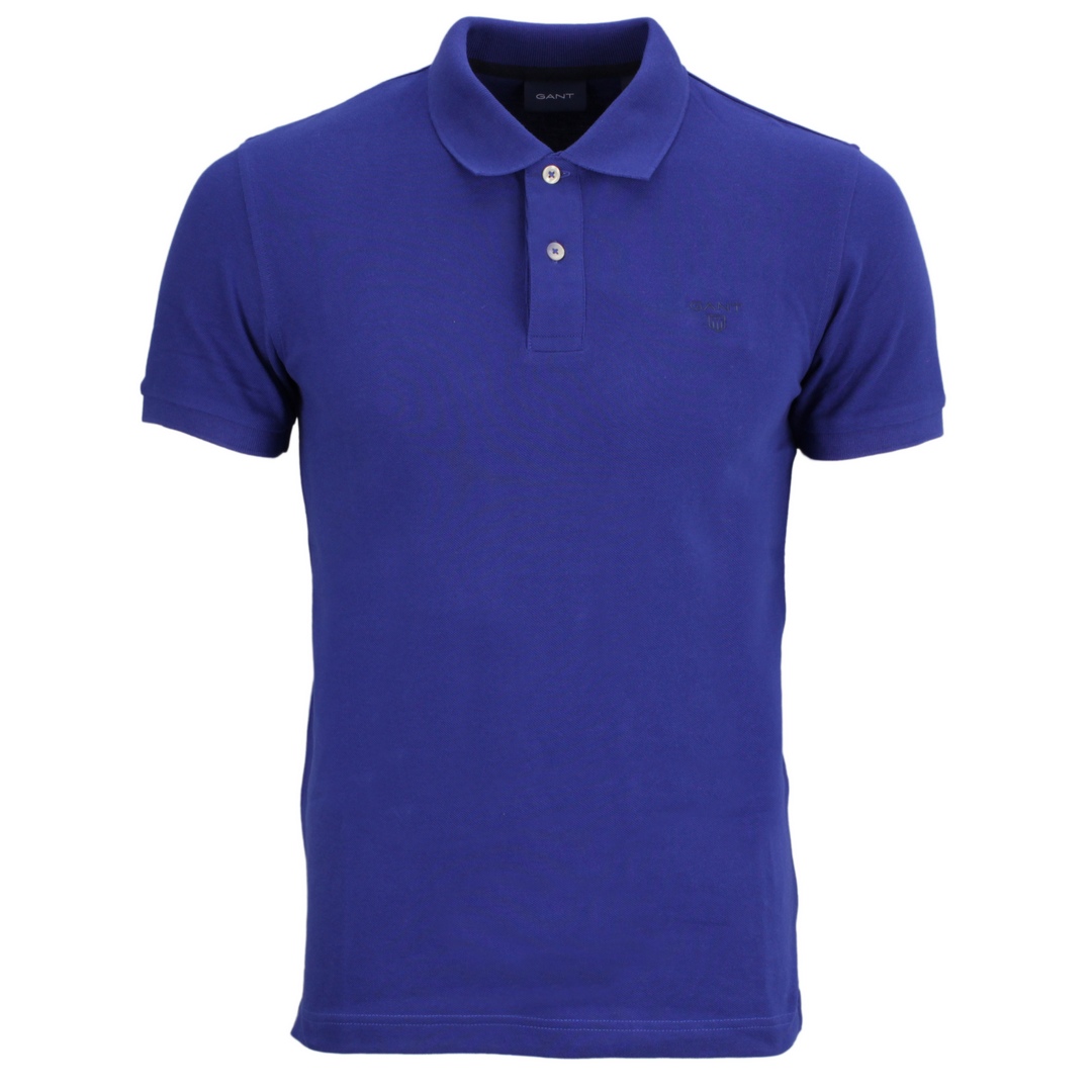 Gant Herren Polo Shirt Piqué SS Rugger dunkelblau unifarben 232110 436 college blue