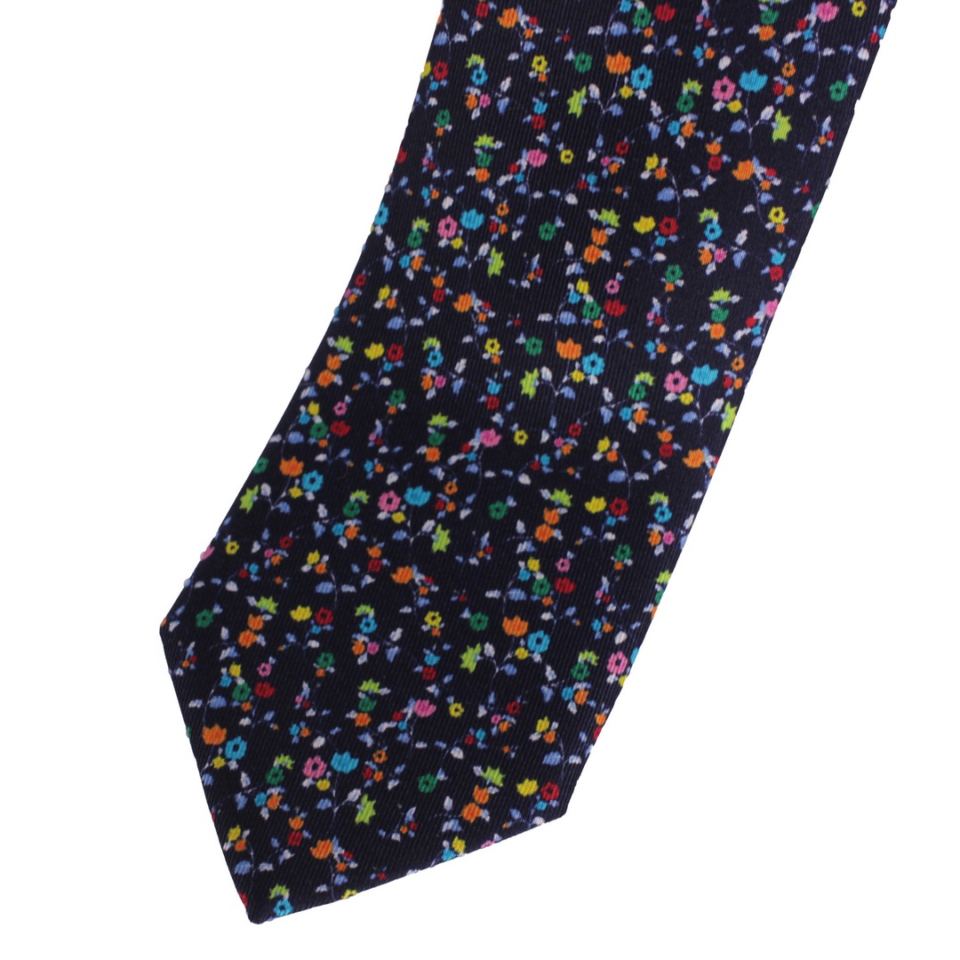Olymp Herren Slim Krawatte Florales Muster 175151 18 marine