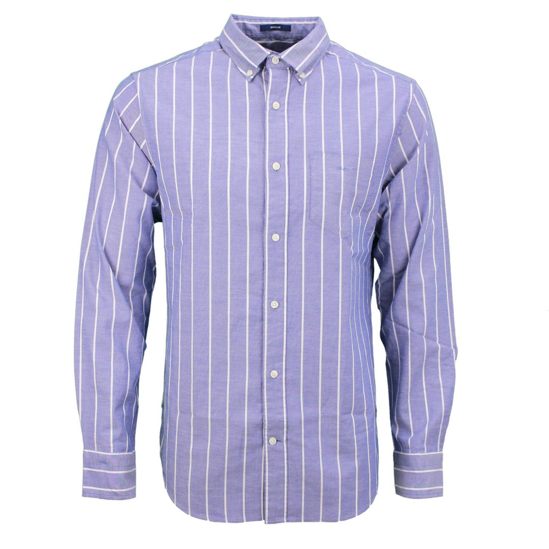 Gant Herren Hemd blau weiß gestreift Oxford Stripe Shirt 3230037 436 college blue