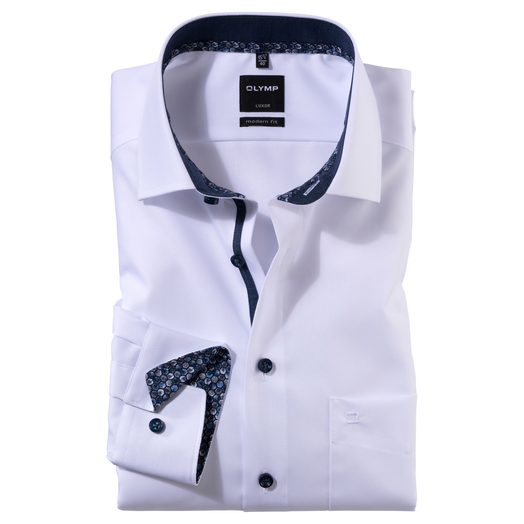 Olymp Luxor Hemd Langarmhemd Businesshemd weiß unifarben 125014 00