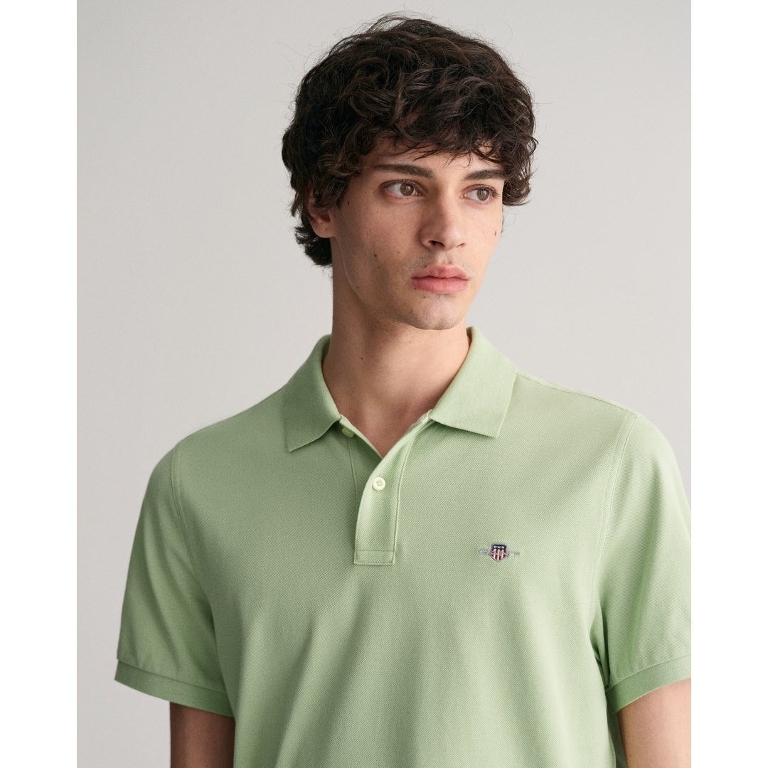 Gant Herren Shield Piqué Poloshirt Regular Fit grün 2210 345 milky matcha