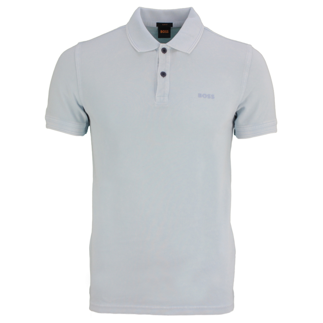 Hugo Boss Herren Polo Shirt kurzarm blau grau unifarben Prime 50468576 080 open grey