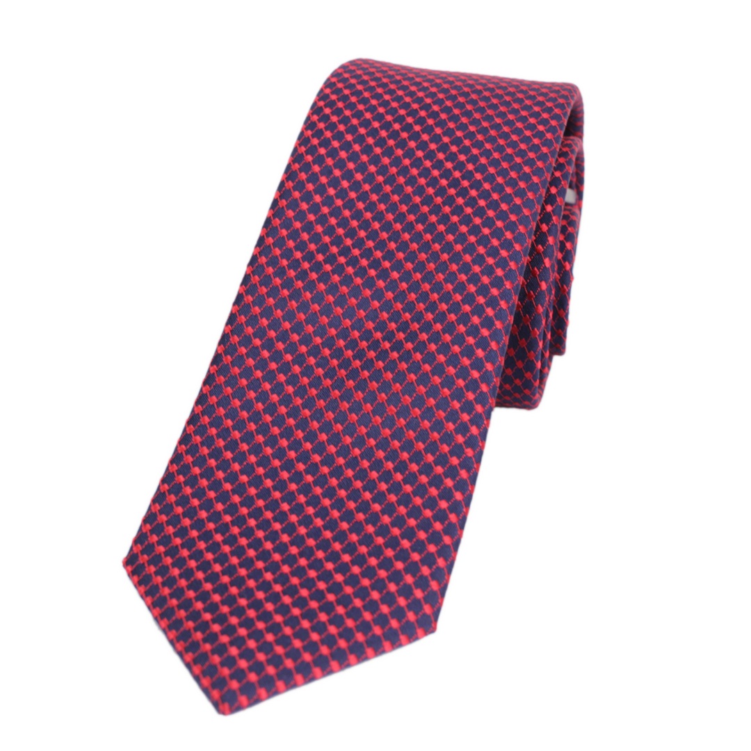 UNA Slim Krawatte blau rot gemustert 44105145