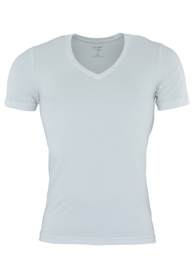 Olymp Body Fit Level Five 5 Basic T-Shirt weiß V-Ausschnitt 0801 12 00