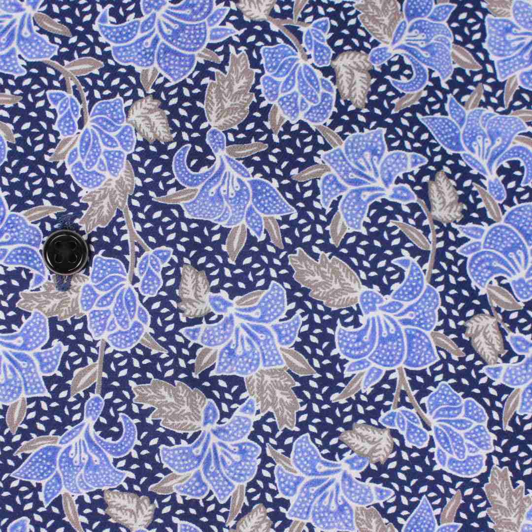 Eterna Herren Hemd kurzarm Comfort Fit blau florales Muster 4806 K195 15