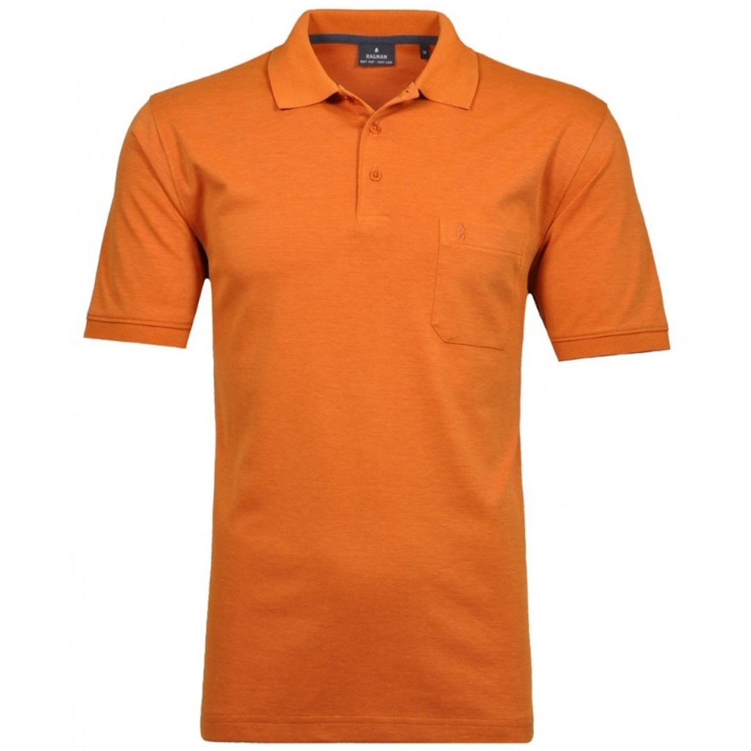 Ragman Herren Polo Shirt Poloshirt Softknit orange unifarben 540391 580 terra