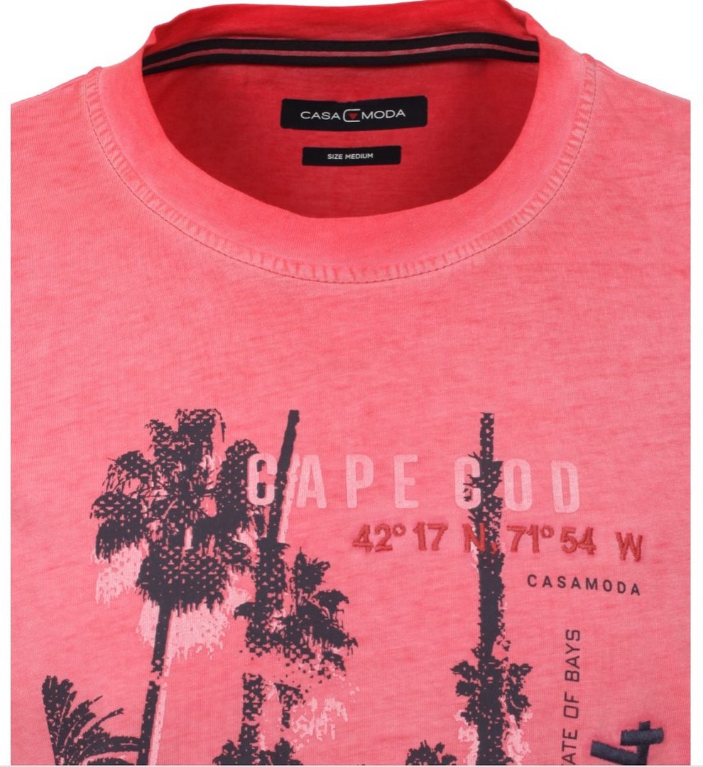 Casa Moda Herren T-Shirt kurzarm rot Print Muster 923805300 406