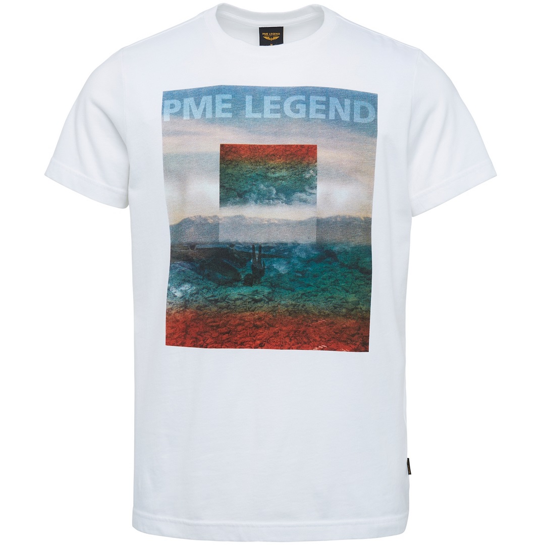 PME Legend Herren T-Shirt kurzarm Short Sleeve R Neck Hobbs Single J PTSS2203569 7003 bright white