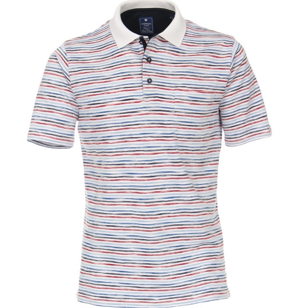 Redmond Herren Polo Shirt kurzarm mehrfarbig gestreift 221830900 0 weiß 