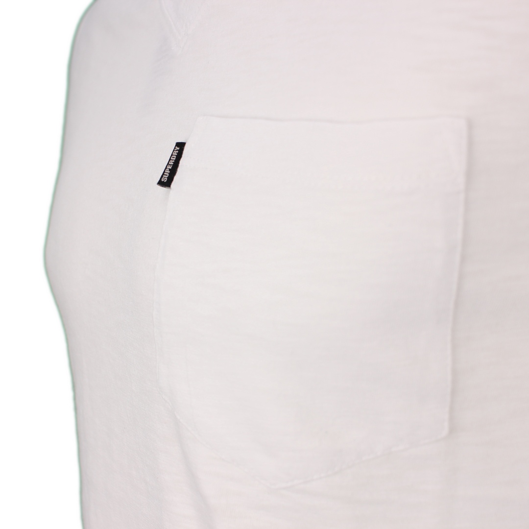 Superdry Herren T-Shirt kurzarm Pocket V Neck tee weiß unifarben M1011222C 01C optic