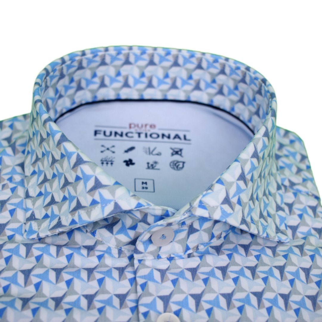 Pure Functional Herren Businesshemd Slim Fit blau gemustert D81304 21155 173