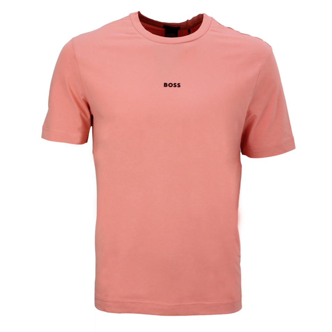 Hugo Boss Herren T-Shirt kurzarm Tchup Pastell rot unifarben 50473278 630 light Pastel red