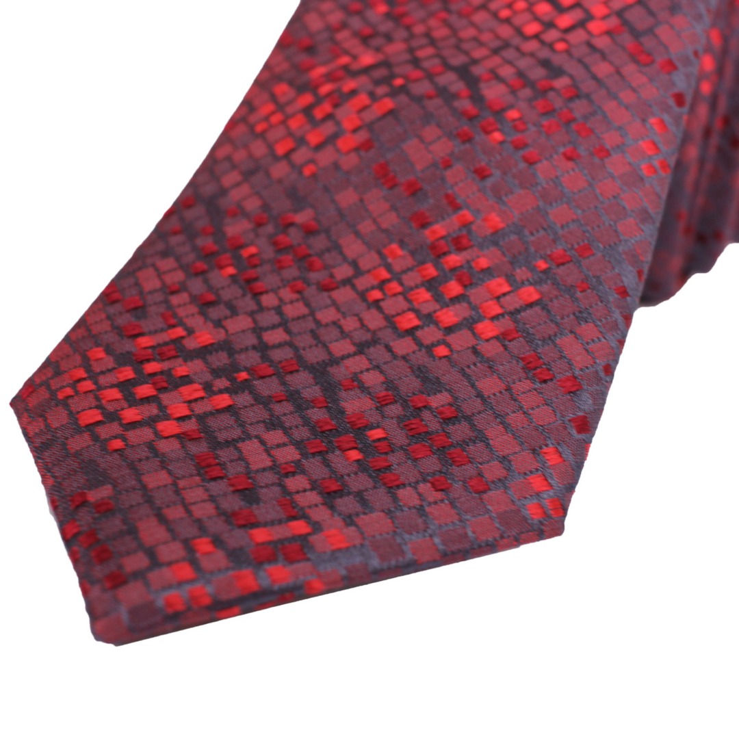 UNA Slim Krawatte rot gemustert 44905242