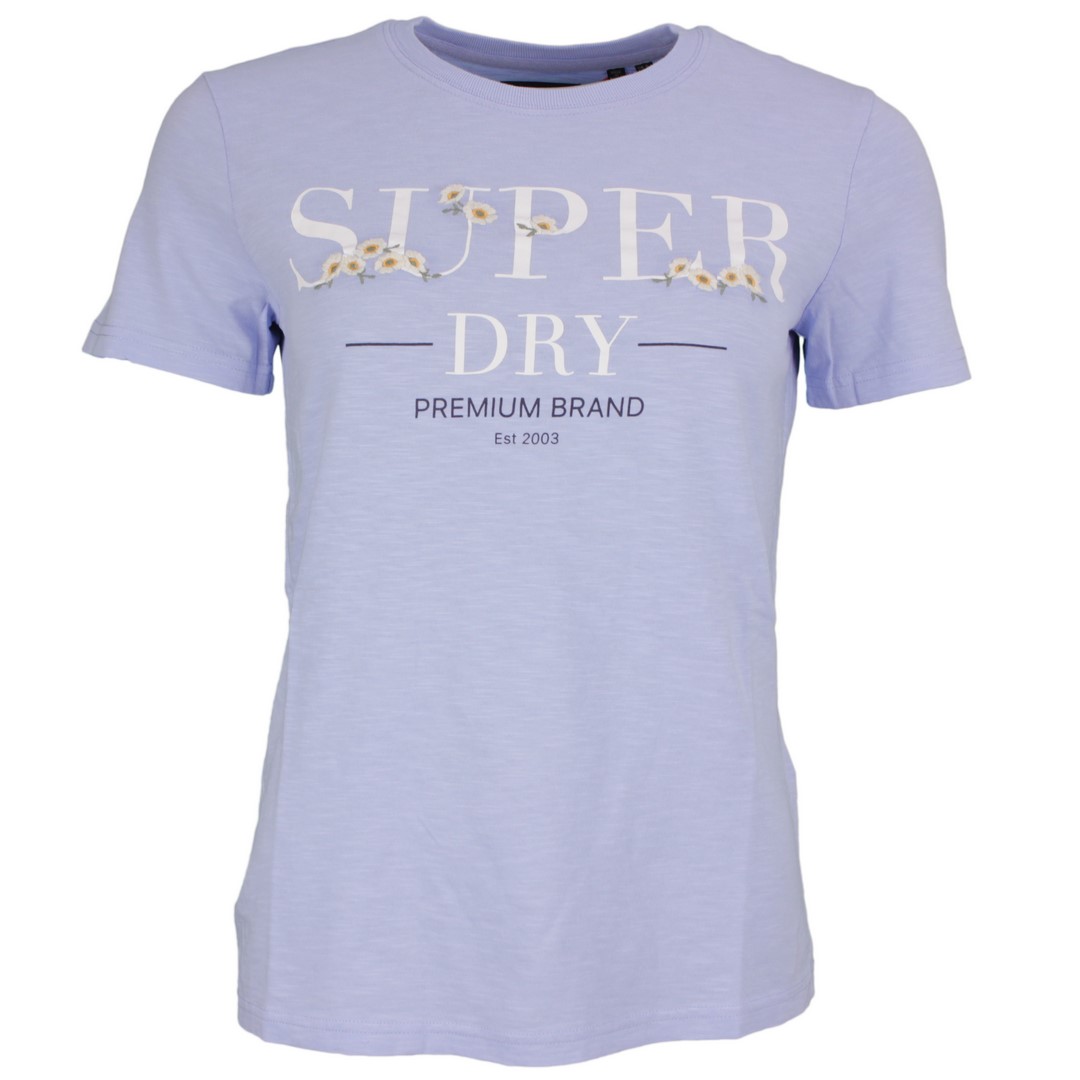 Superdry Damen T-Shirt Serif Floral Entry Tee blau W1010062A non blue