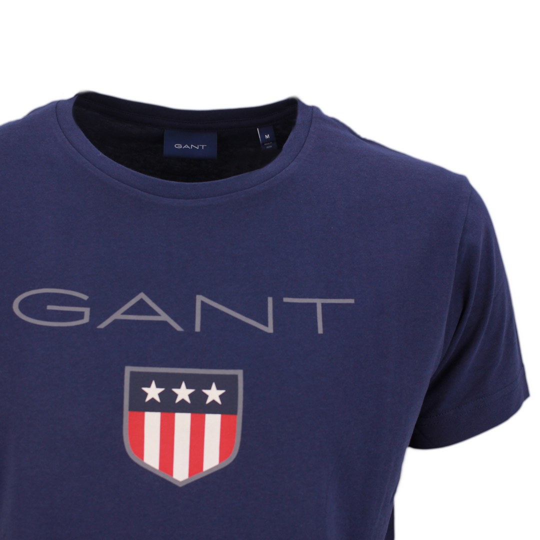 Gant Herren T-Shirt Shield kurzarm blau 2003023 433 evening blue