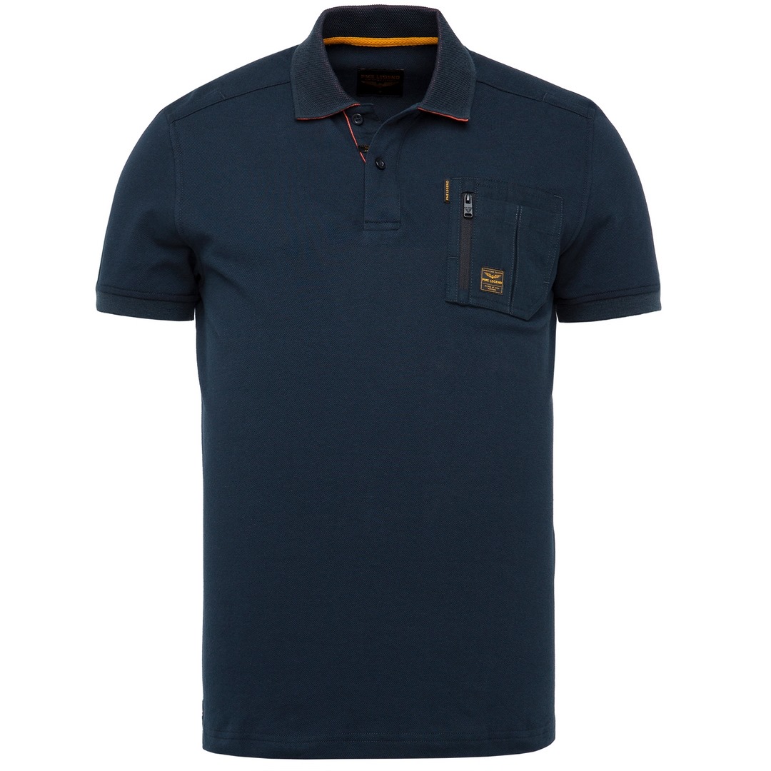 PME Legend Herren Polo Shirt Fine Pique Solid blau unifarben PPSS2204854 5281 salute