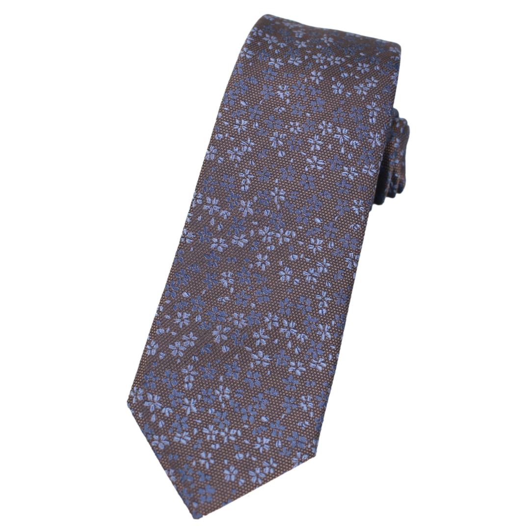 Ploenes Real Guys Herren Slim Krawatte braun blau florales Muster 3021K003XM 003